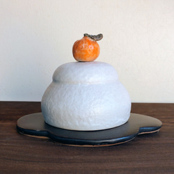 備前焼 陶月作共箱付手桶花生け年末年始大売り切り出しです❣️ 即発送2日以内【お正月ハンドメイド2026】 陶器の鏡餅「桃里