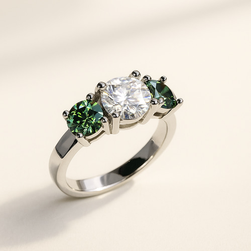 があぱあ モアサナイト3ct指輪12号ブルーグリーン&ピアス があぱあ