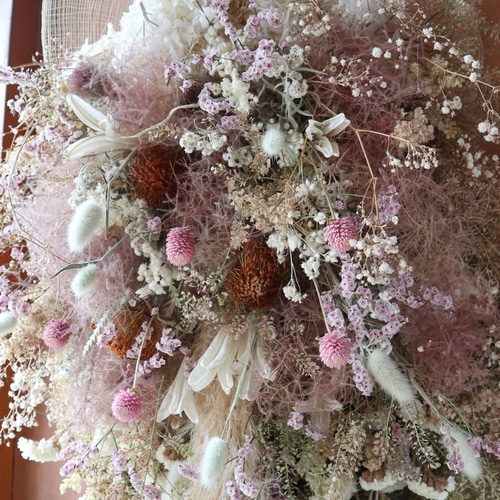 sold】パンパスグラスとスモークツリーの秋のふわふわスワッグ