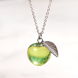 ◯まるい型　姫りんご　ネックレス　天然石 Green APPLE りんごネックレス ネックレス・ペンダント 林檎屋