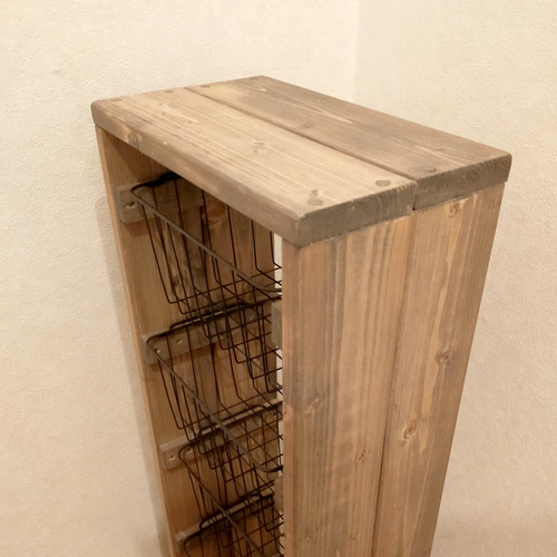 新色】ワイヤーバスケット5段シェルフキャスター付き【handmade