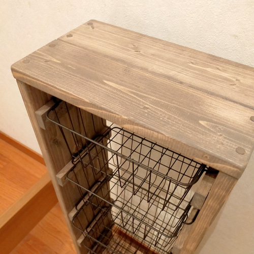 【新色】ワイヤーバスケット5段シェルフ　キャスター付き　チャコールグレー 新色】ワイヤーバスケット5段シェルフキャスター付き【handmade