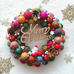 【新作】毛糸玉リース☆white gold winter 新作】毛糸玉リース☆white gold winter