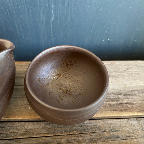 お酒の美味しくなる備前土の焼締め酒器セット 2 （片口・お猪口