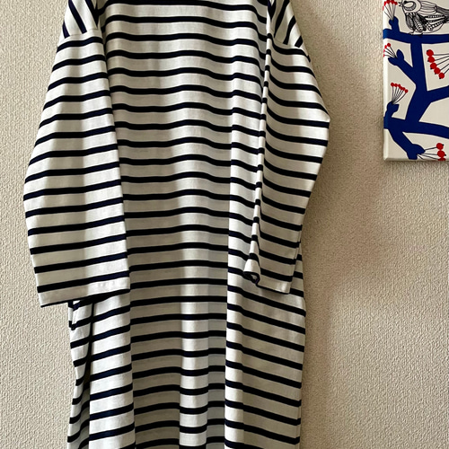 creema限定』バスクボーダー長袖ワンピース 白×黒 ワンピース creema限定』バスクボーダー長袖ワンピース 白×黒 ワンピース