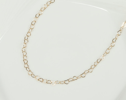 ハートチャーム付きハートチェーンネックレス《ゴールド》【14kgf】Y字