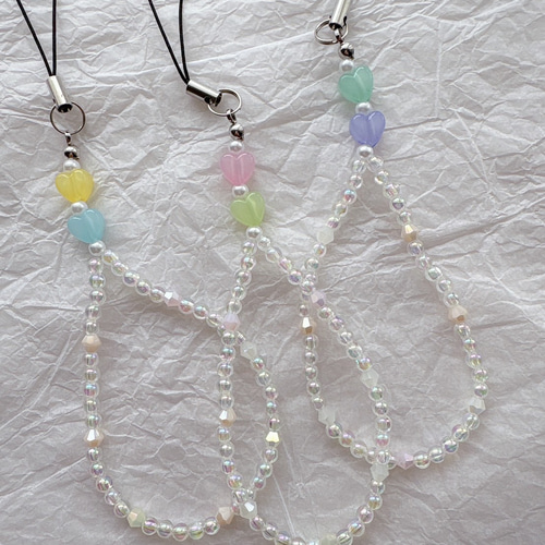 ストラップ ＊ ビーズ カラフル 韓国風 携帯ストラップ emyu11