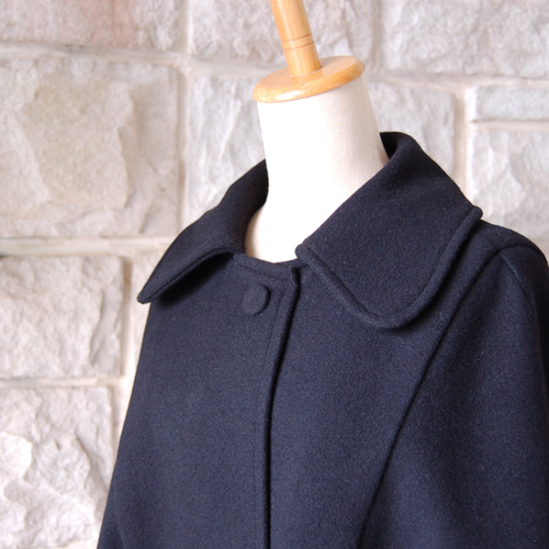 ウール100%ケープコート ネイビー