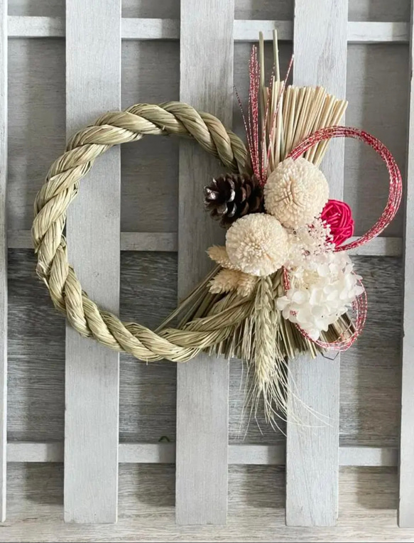 2026年しめ縄　ピンポンマム　ホワイト　冬支度　しめ縄　お飾り　正月飾り　お正月飾り　しめ飾り　2026 9枚目の画像