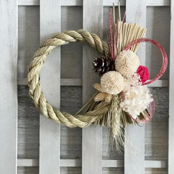 2026年しめ縄　ピンポンマム　ホワイト　冬支度　しめ縄　お飾り　正月飾り　お正月飾り　しめ飾り　2026 4枚目の画像