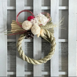 2026年しめ縄　ピンポンマム　ホワイト　冬支度　しめ縄　お飾り　正月飾り　お正月飾り　しめ飾り　2026 2枚目の画像