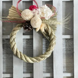 2026年しめ縄　ピンポンマム　ホワイト　冬支度　しめ縄　お飾り　正月飾り　お正月飾り　しめ飾り　2026 8枚目の画像