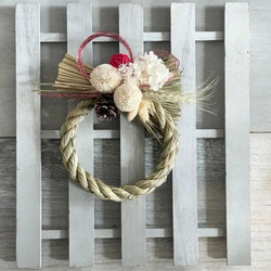 2026年しめ縄　ピンポンマム　ホワイト　冬支度　しめ縄　お飾り　正月飾り　お正月飾り　しめ飾り　2026 5枚目の画像