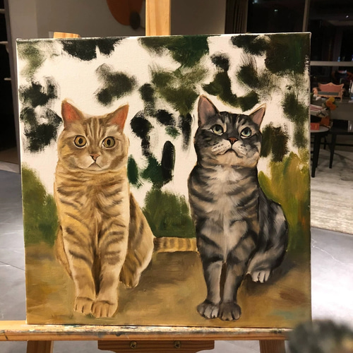 ペットの油絵オーダー制作 うちの子 犬 猫 ペット パンダ 動物