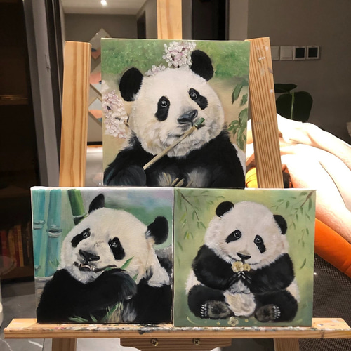 ペットの油絵オーダー制作 うちの子 犬 猫 ペット パンダ 動物 似顔絵