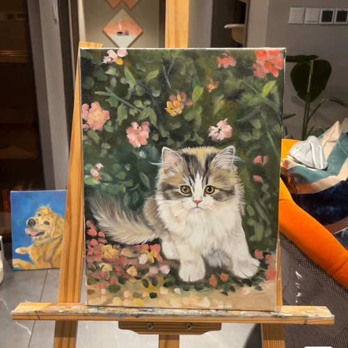 かぼちゃ ペット似顔絵オーダー 絵画 原画 ペット 犬 猫 動物 9bf14d1024e28074e3c8685b9fa074