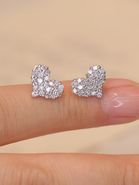 ハート形 天然ダイヤモンドピアスk18 ピアス（スタッド・一粒
