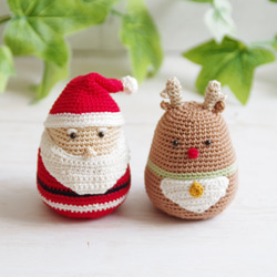 【yuj - süß line】クリスマス　サンタさんとトナカイさんのあみぐるみセット　デコレーション　オーナメント 5枚目の画像