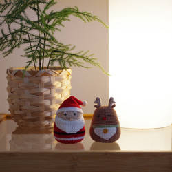 【yuj - süß line】クリスマス　サンタさんとトナカイさんのあみぐるみセット　デコレーション　オーナメント 10枚目の画像