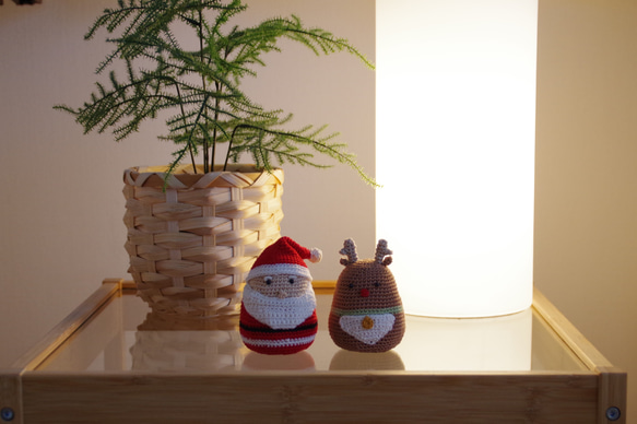 【yuj - süß line】クリスマス　サンタさんとトナカイさんのあみぐるみセット　デコレーション　オーナメント 10枚目の画像