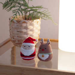【yuj - süß line】クリスマス　サンタさんとトナカイさんのあみぐるみセット　デコレーション　オーナメント 9枚目の画像