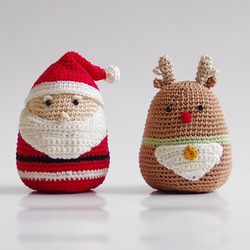 【yuj - süß line】クリスマス　サンタさんとトナカイさんのあみぐるみセット　デコレーション　オーナメント 8枚目の画像