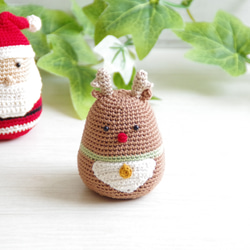 【yuj - süß line】クリスマス　サンタさんとトナカイさんのあみぐるみセット　デコレーション　オーナメント 7枚目の画像