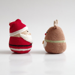【yuj - süß line】クリスマス　サンタさんとトナカイさんのあみぐるみセット　デコレーション　オーナメント 2枚目の画像