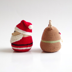 【yuj - süß line】クリスマス　サンタさんとトナカイさんのあみぐるみセット　デコレーション　オーナメント 4枚目の画像