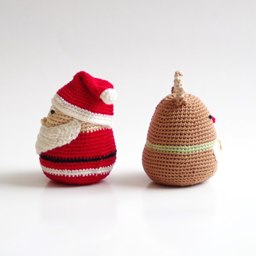 yuj - süß line】クリスマス サンタさんとトナカイさんのあみぐるみ