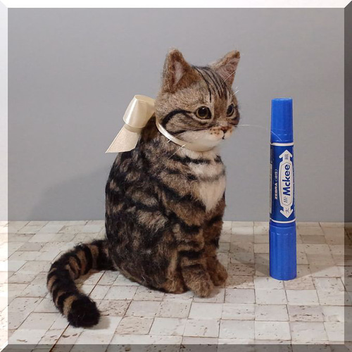 羊毛フェルト　キジトラ(子猫) 羊毛フェルト キジトラ キジ猫 ミックス猫 ♪ - メルカリ