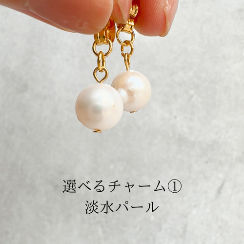 ブラウン×ガーネット】ビジューと天然石のピアス／イヤリング ピアス