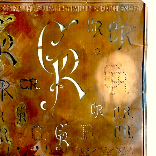 フランス1900年代 ステンシルシート イニシャル モノグラム 刺繍図案