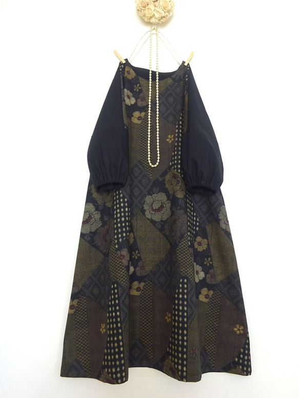 着物ワンピース 型紙いらずの着物リメイク 2Way楽しめるシャツワンピ－ス