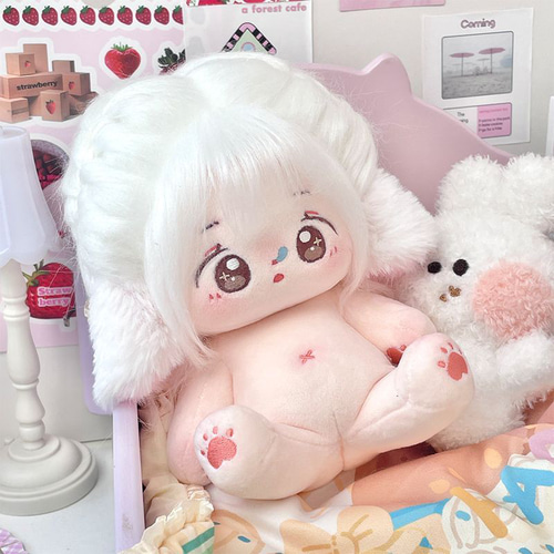 20cm 着せ替えぬいぐるみ 無属性 着せ替え人形 白い髪と茶色の目女の子