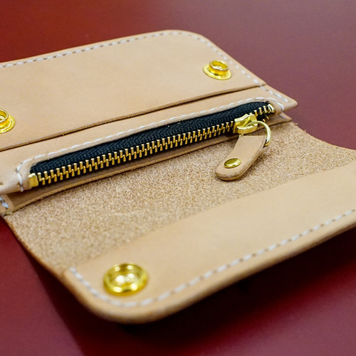 国産本革 トラッカーウォレット 栃木レザー ハンドメイド 手縫い ミニ