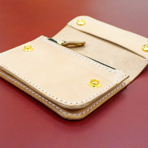 国産本革 トラッカーウォレット 栃木レザー ハンドメイド 手縫い ミニ