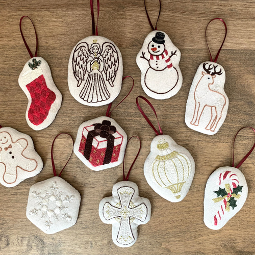 選ぶなら クリスマス⭐︎刺繍オーナメント その他インテリア 10個セット クリスマス