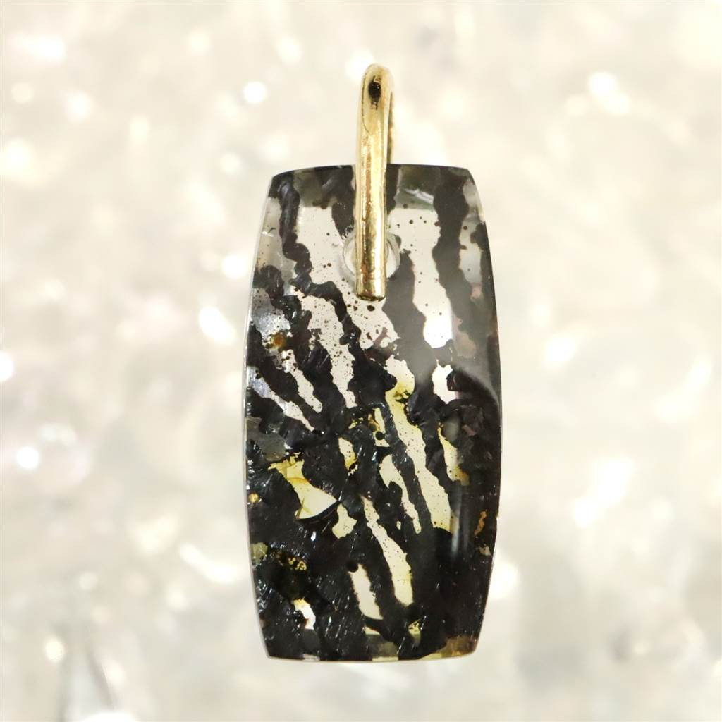 デンドリチック クォーツ 13mmレクタングル ペンダント K18YG  0.76g #58166