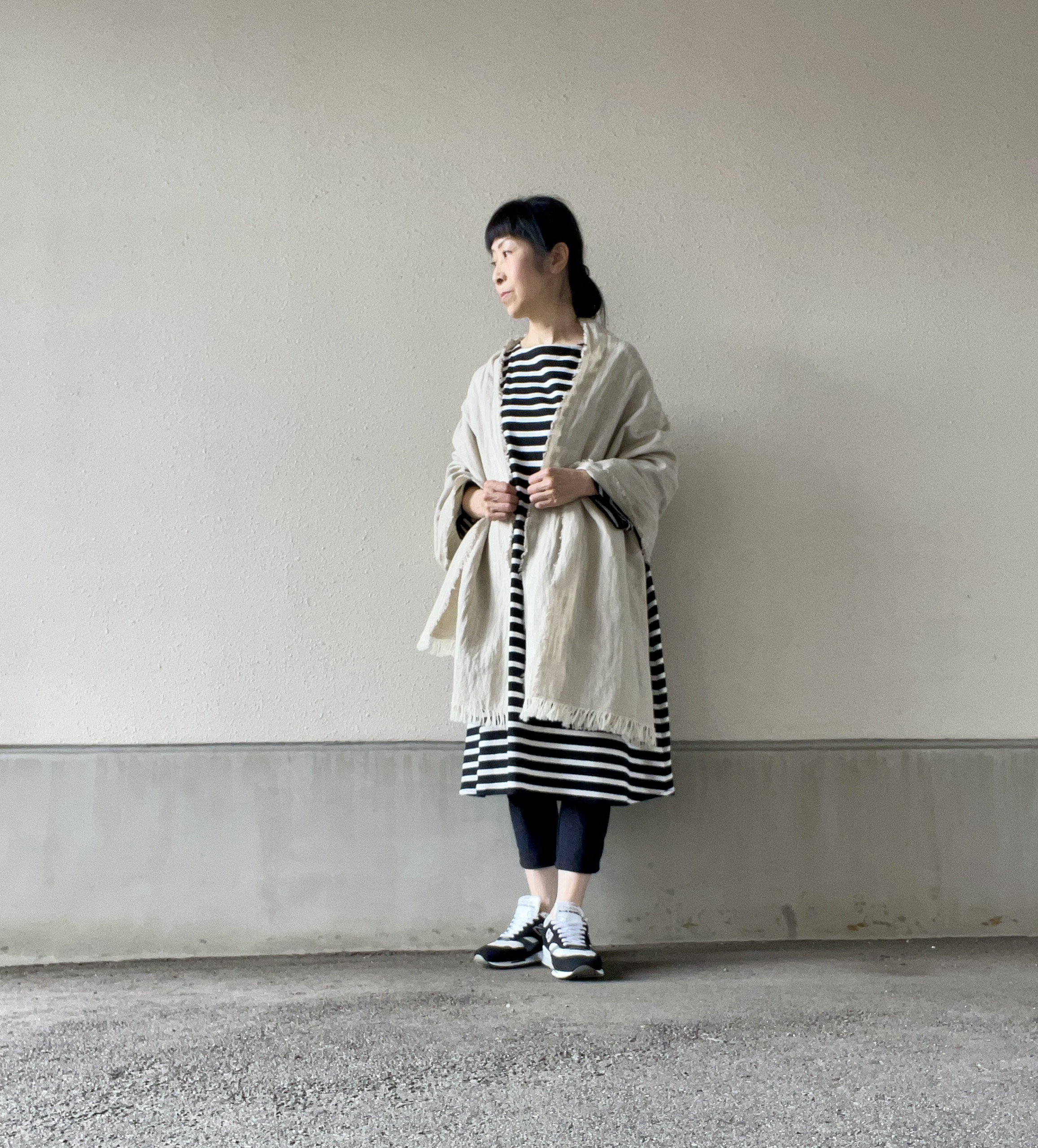 『creema限定』リネン/ヴァージンウール　ヘリンボン大判ストール