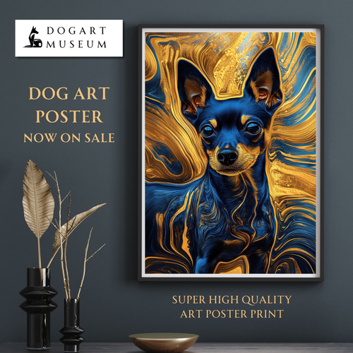 青と金 - ミニチュア・ピンシャー犬 No.2】ミニピン・ゴールド・ペット