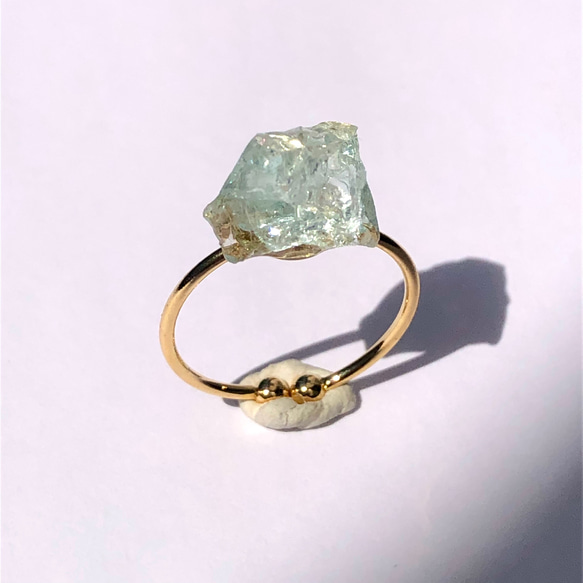 一点もの】 アクアマリン 原石 リング 指輪 フリーサイズ 鉱物 天然石 