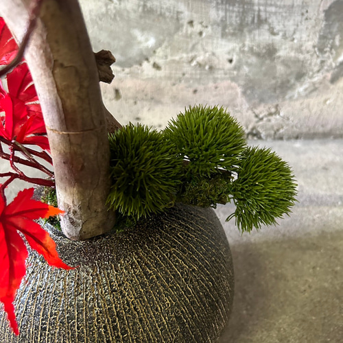 光触媒人工観葉植物ウォールグリーンフェイクグリーン赤モミジ8558