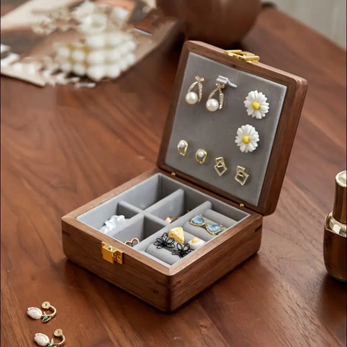 コンパクト ジュエリーボックス 木製 ネックレス ピアス