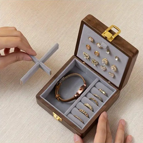 コンパクト ジュエリーボックス 木製 ネックレス ピアス