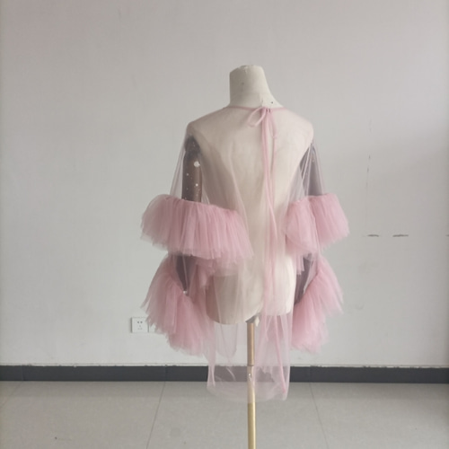 人気上昇！トップス ピンク ソフトチュール ラッフルフリル 披露宴 前