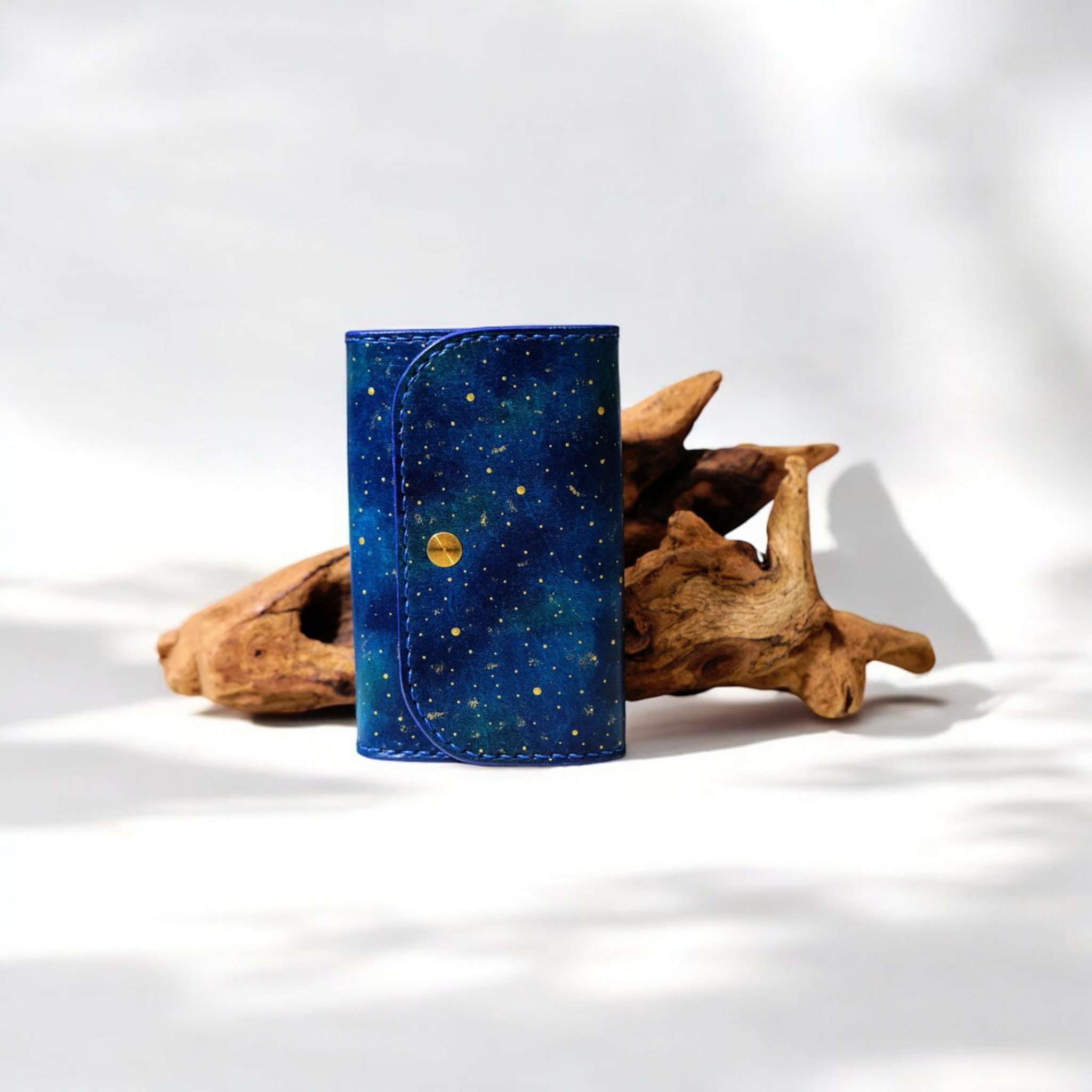 『星の銀河シリーズ』星のカケラ舞う銀河のようなレザーキーカードケース  革小物  キーケース カードケース レザー 銀河