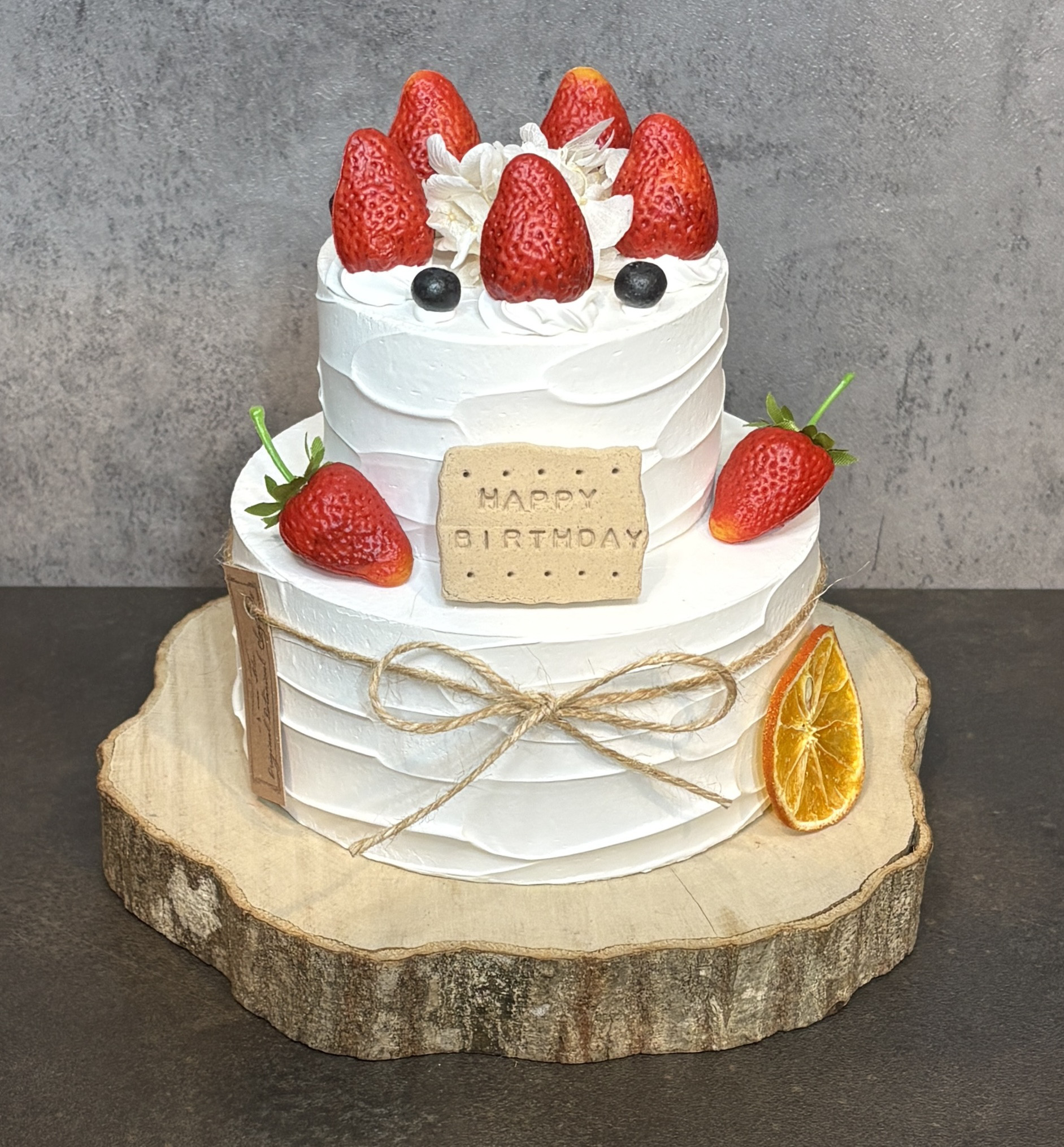 イチゴのクレイケーキ 2段飾り付き バースデー 誕生日 ウェディング