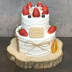 イチゴのクレイケーキ 2段飾り付き バースデー 誕生日 ウェディング