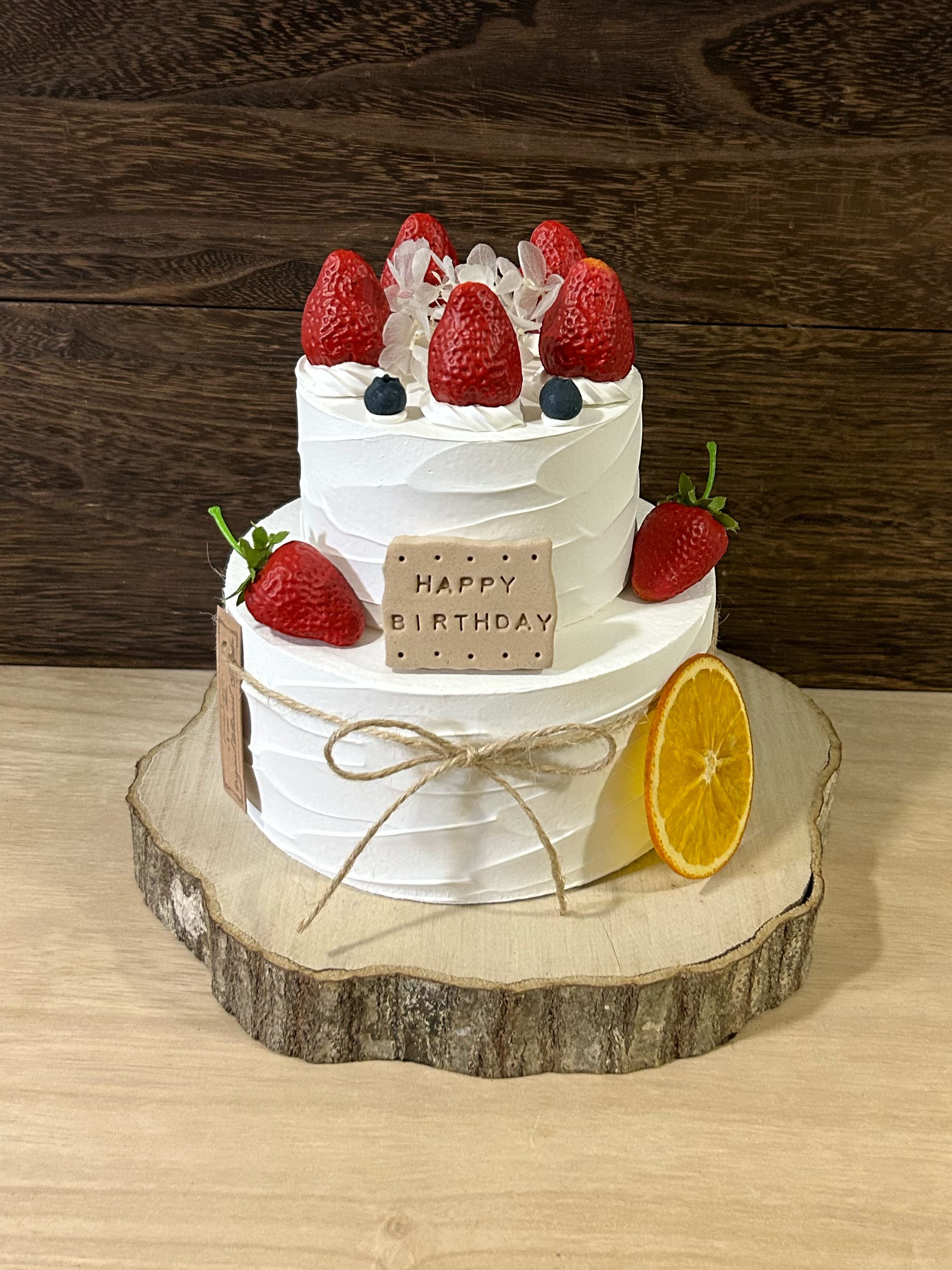 ありえる イチゴのクレイケーキ　2段飾り付き バースデー　誕生日 イチゴのクレイケーキ 2段飾り付き バースデー 誕生日